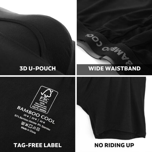 BAMBOO COOL Men's Ultra Breathable Underwear,No Riding Up Boxer Briefs - Picture 3 of 16